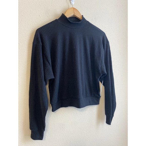 Abound Womens Turtle Neck Solid Black Lightweight Long Sleeves XS Waffle Ribbed - Picture 7 of 7